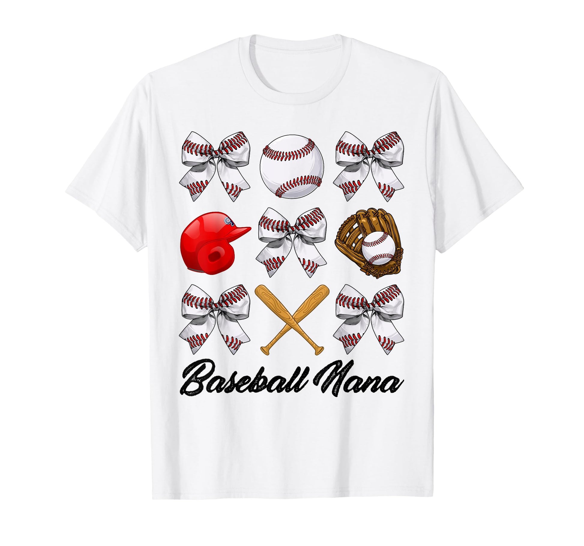 Baseball Nana Bow Baseball Mom T-Shirt - Minimalist Print Men Women - T-Shirt, Sweatshirt, Hoodie