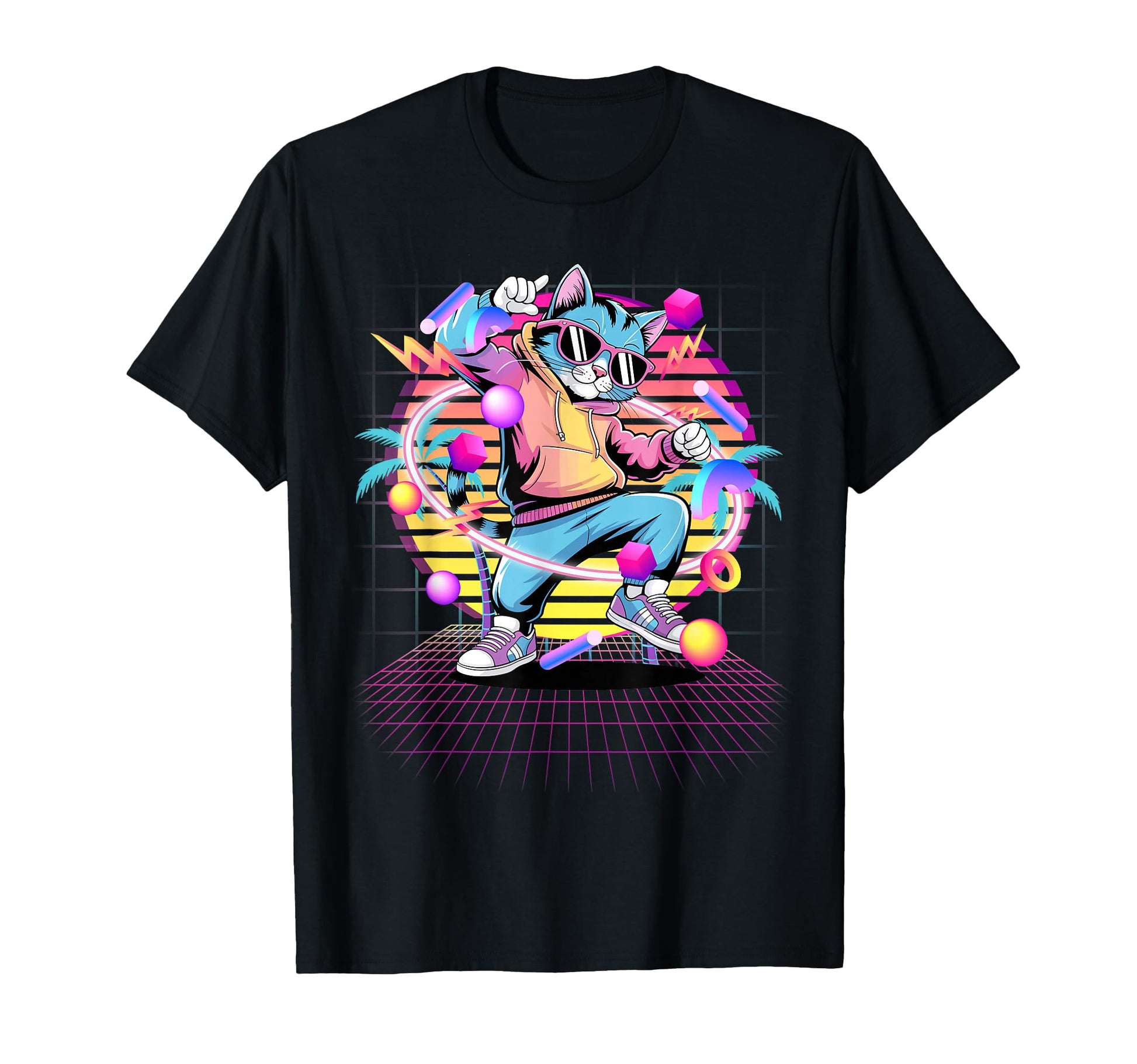 Cat Dancing 80S Vaporwave T-Shirt - Casual Everyday Wear Men Women - T-Shirt, Sweatshirt, Hoodie