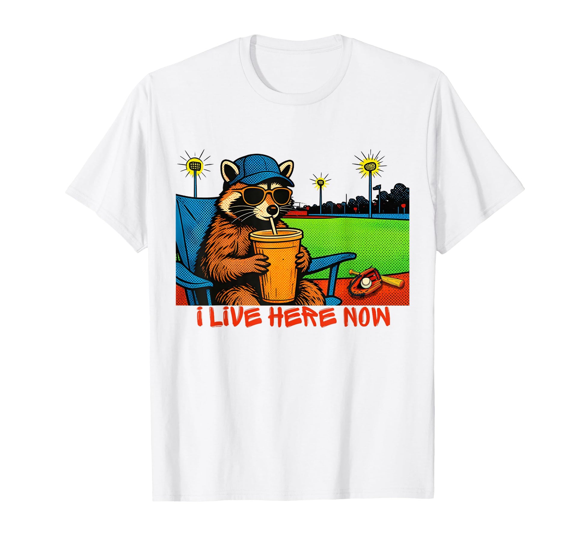 Funny Raccoon Ballfield Baseball Field T-Shirt - Unique Graphic for Adults - T-Shirt, Sweatshirt, Hoodie