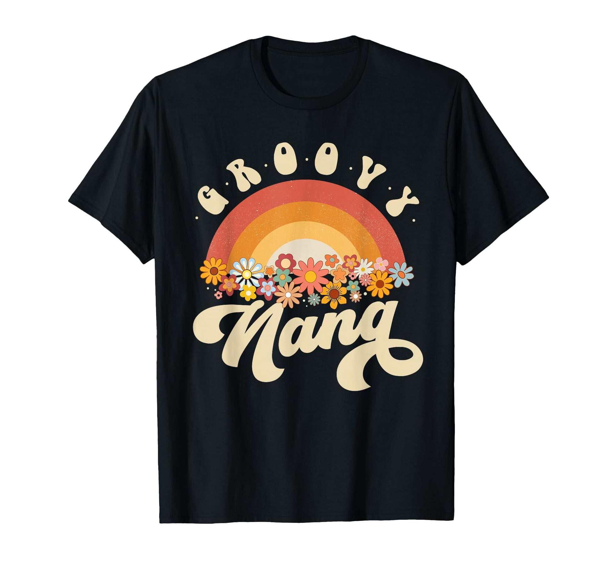 Groovy Nana Rainbow Colorful Flowers T-Shirt - Novelty Apparel for Adults - T-Shirt, Sweatshirt, Hoodie