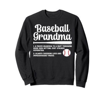 Baseball Grandma Baseball Sweatshirt - Casual Everyday Wear for Adults - T-Shirt, Sweatshirt, Hoodie