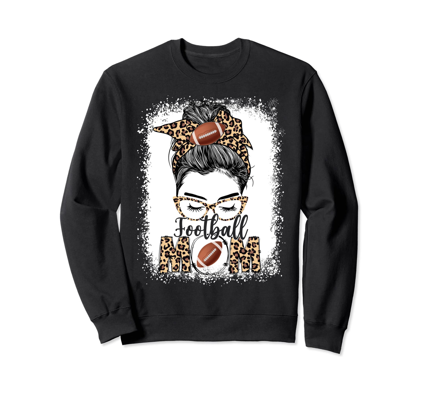 Football Mom Game Day Messy Bun Sweatshirt - Fun Novelty Design for Adults - T-Shirt, Sweatshirt, Hoodie