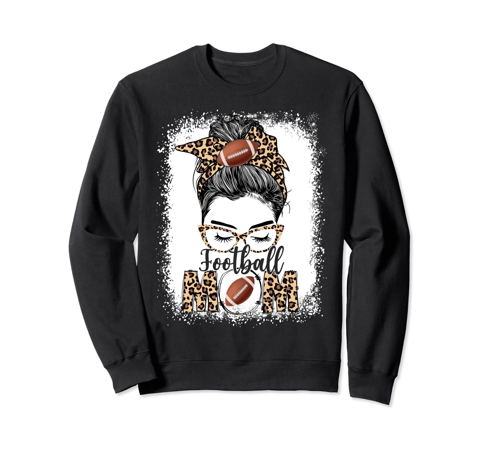 Football Mom Game Day Messy Bun Sweatshirt - Fun Novelty Design for Adults - T-Shirt, Sweatshirt, Hoodie