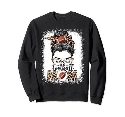 Football Mom Game Day Messy Bun Sweatshirt - Fun Novelty Design for Adults - T-Shirt, Sweatshirt, Hoodie