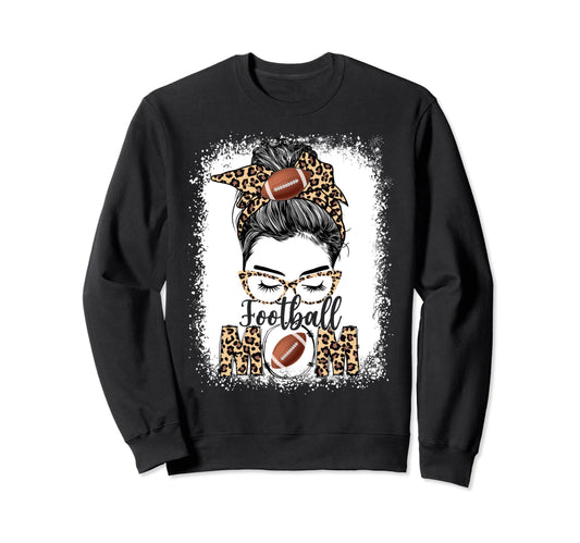 Football Mom Game Day Messy Bun Sweatshirt - Fun Novelty Design for Adults - T-Shirt, Sweatshirt, Hoodie