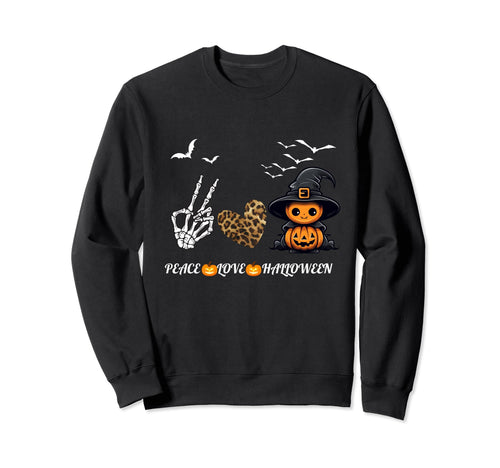 Peace Love Halloween Peace Love Sweatshirt - Minimalist Print for Adults - T-Shirt, Sweatshirt, Hoodie