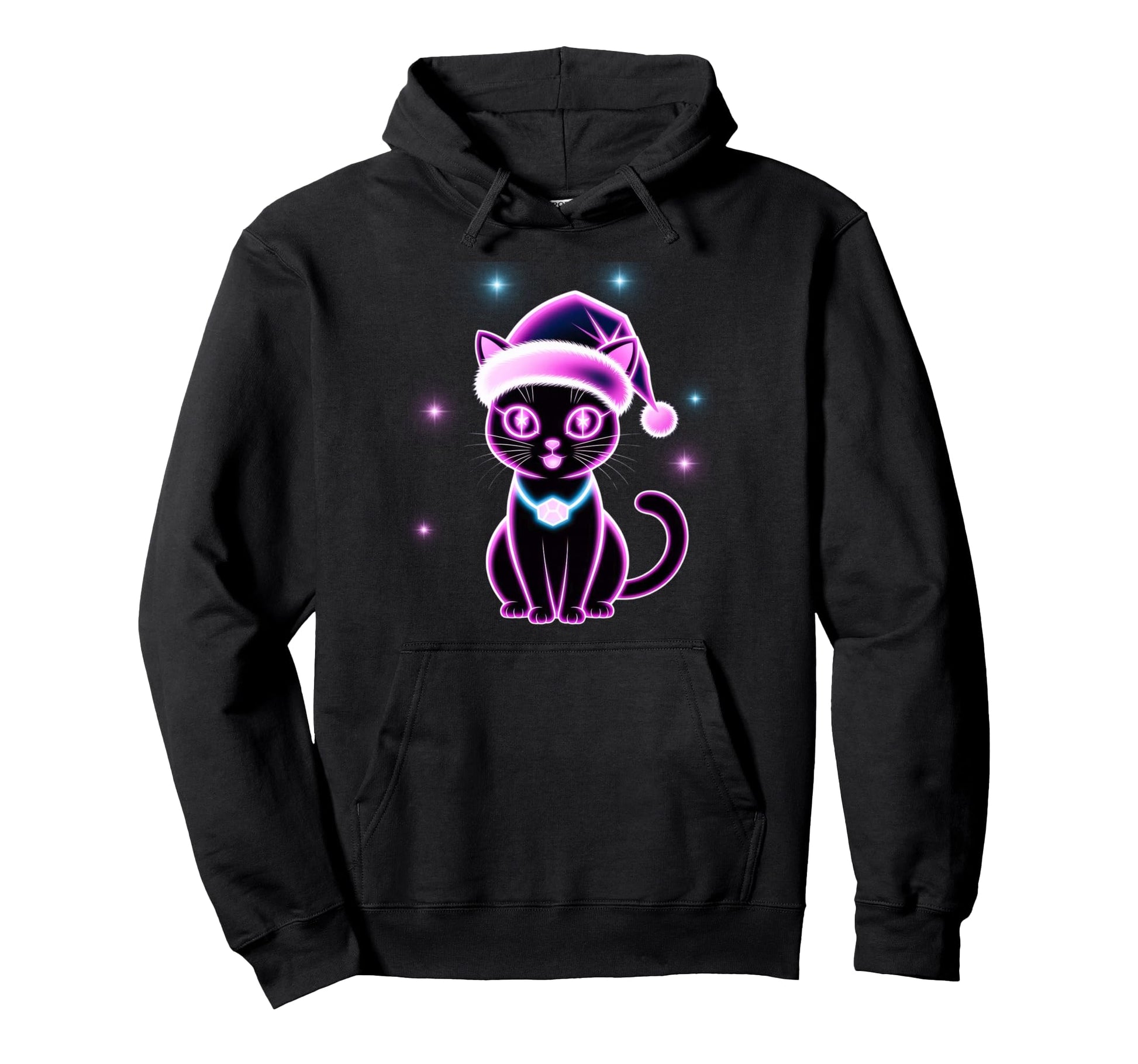 Kawaii Cozy Winter Cat Holiday Animal Hoodie - Fun Novelty Design Unisex - T-Shirt, Sweatshirt, Hoodie