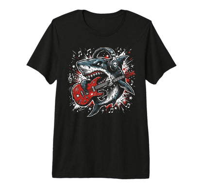 Shark Playing Guitar Rock Band Guitarist T-Shirt - Unique Graphic Unisex - T-Shirt, Sweatshirt, Hoodie