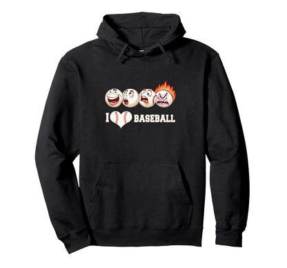 Funny Novelty Baseball Fan Happy Angry Hoodie - Aesthetic Graphic Unisex - T-Shirt, Sweatshirt, Hoodie