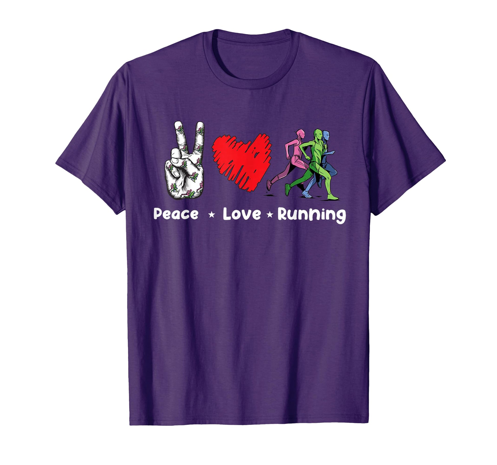 Peace Love Running Birthday Gift Runner T-Shirt - Unique Graphic Unisex - T-Shirt, Sweatshirt, Hoodie