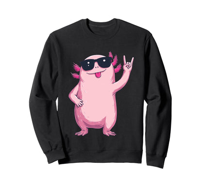 Funny Axolotl Animal Rock Sweatshirt - Trendy Graphic for Adults - T-Shirt, Sweatshirt, Hoodie