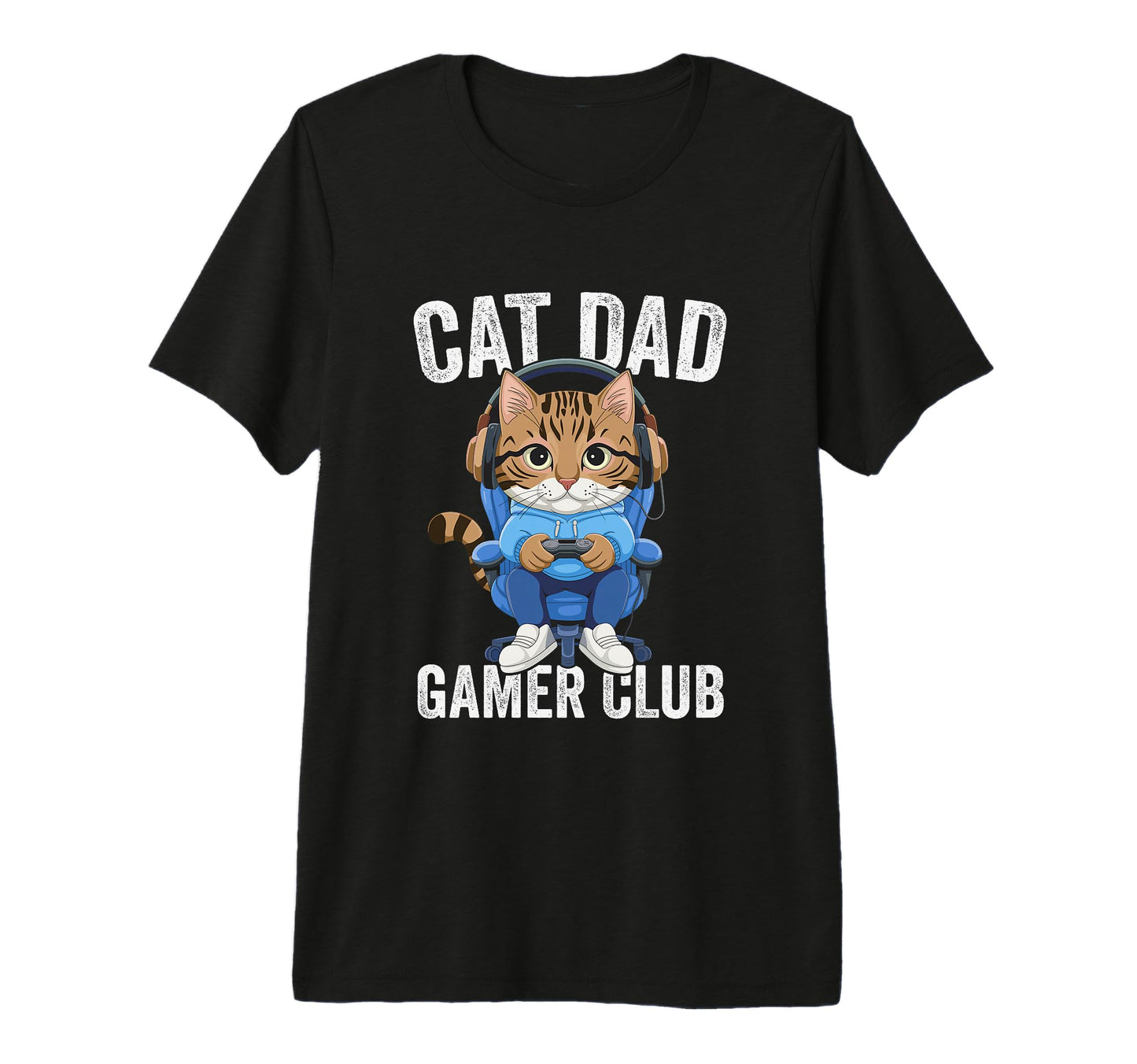 Cat Dad Gamer Club Video Games Gaming T-Shirt - Trendy Graphic for Adults - T-Shirt, Sweatshirt, Hoodie