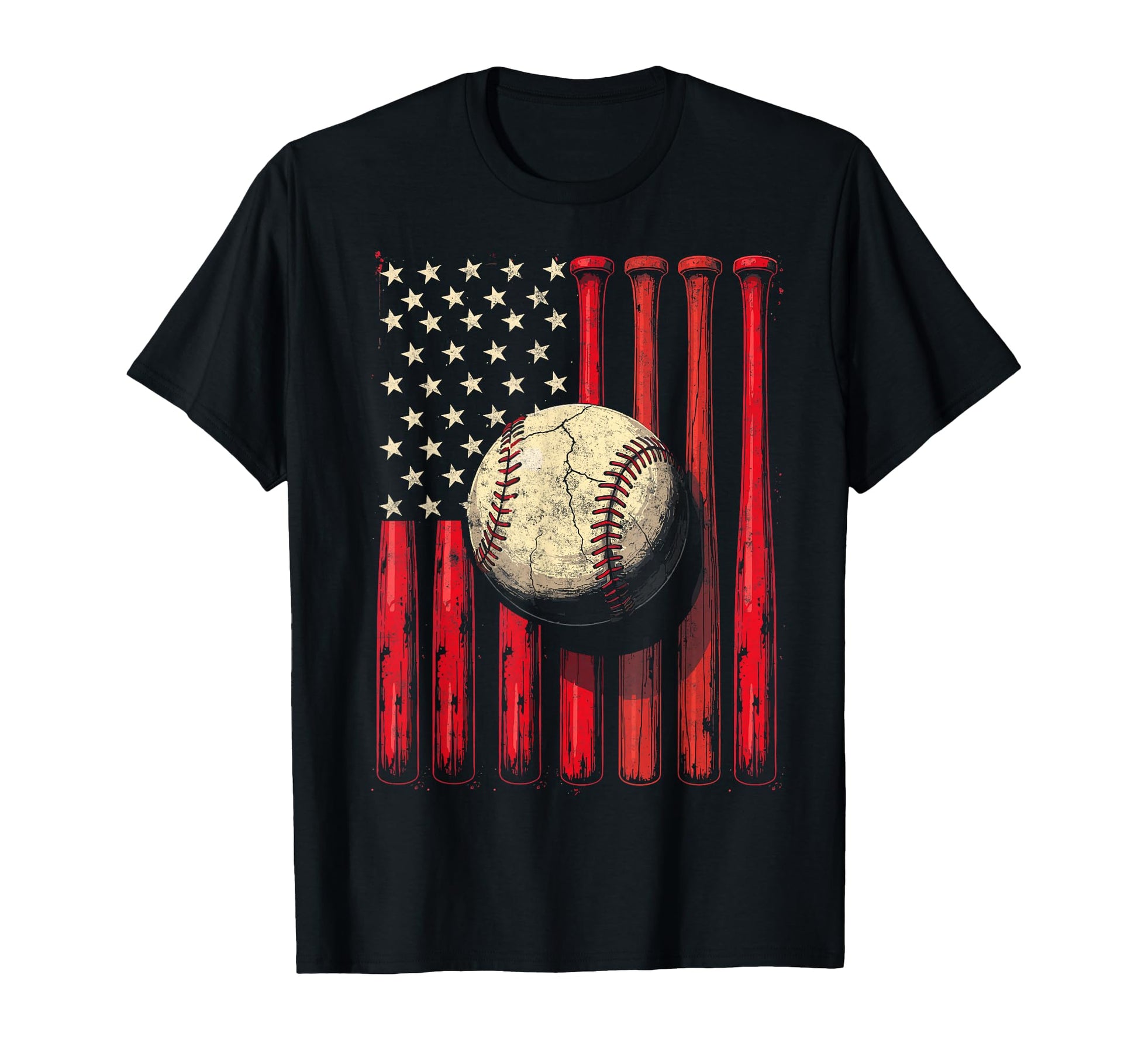 Baseball Us Flag Baseball Lover Dad T-Shirt - Unique Graphic Men Women - T-Shirt, Sweatshirt, Hoodie