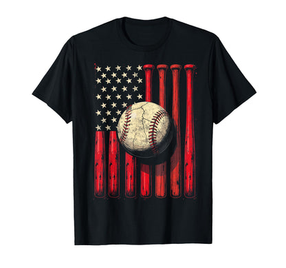 Baseball Us Flag Baseball Lover Dad T-Shirt - Unique Graphic Men Women - T-Shirt, Sweatshirt, Hoodie