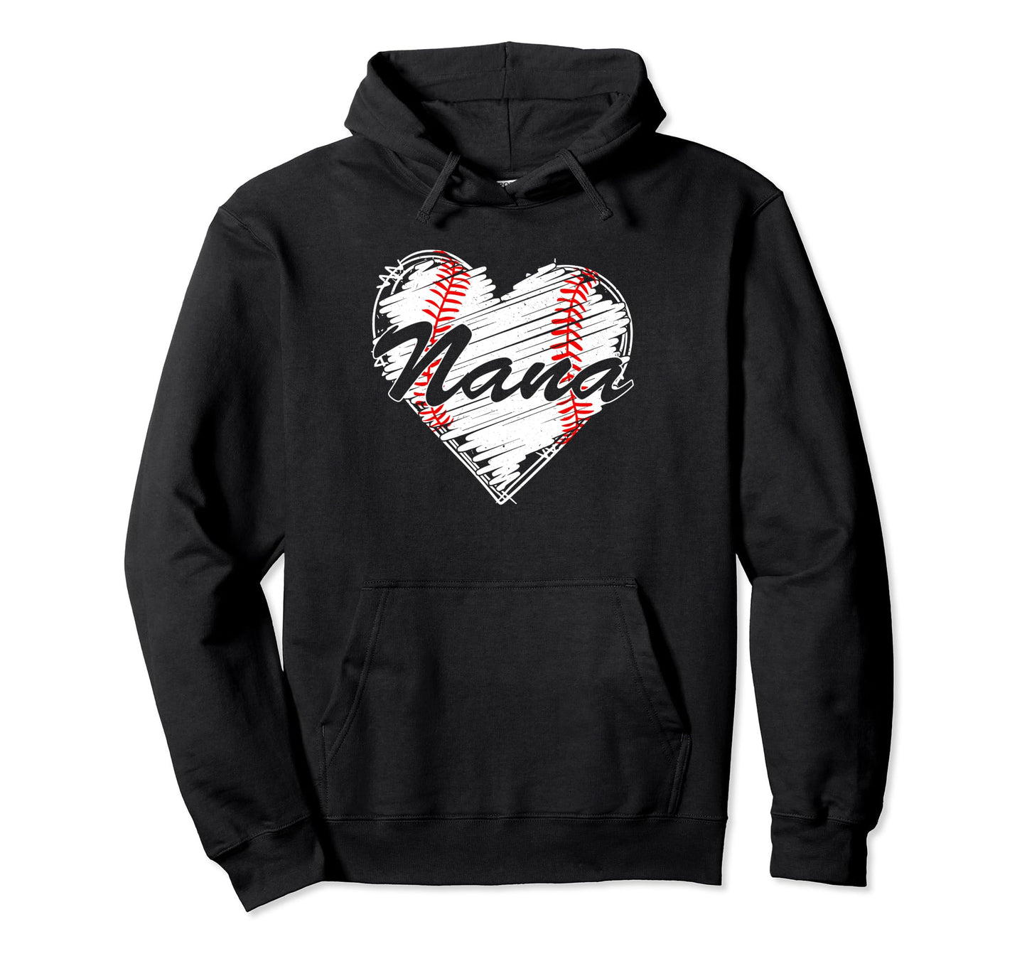 Baseball Nana Heart Mothers Day Hoodie - Fun Novelty Design for Adults - T-Shirt, Sweatshirt, Hoodie