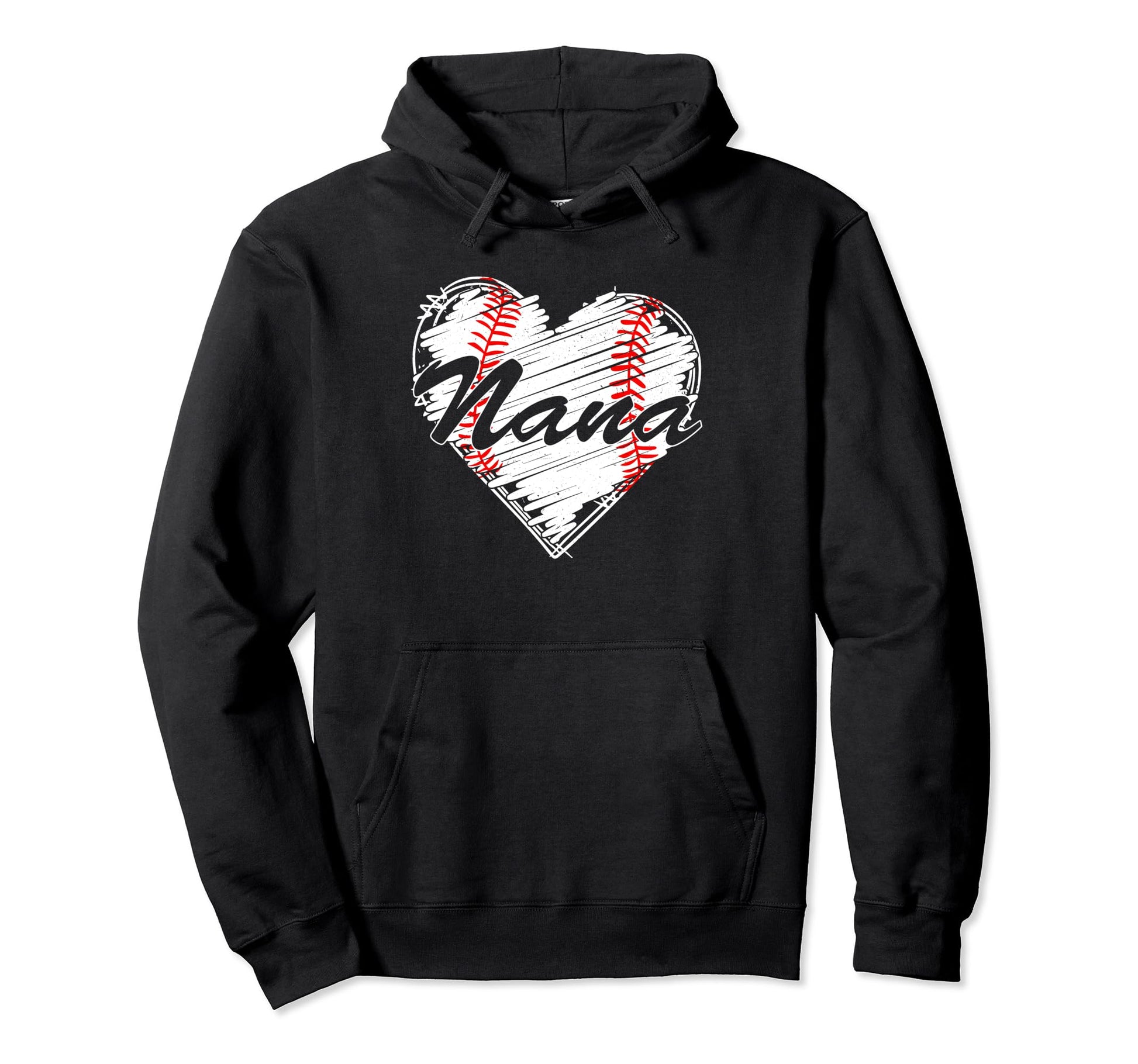 Baseball Nana Heart Mothers Day Hoodie - Fun Novelty Design for Adults - T-Shirt, Sweatshirt, Hoodie
