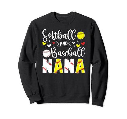 Softball Baseball Nana Grandma Sweatshirt - Custom Art Print Men Women - T-Shirt, Sweatshirt, Hoodie