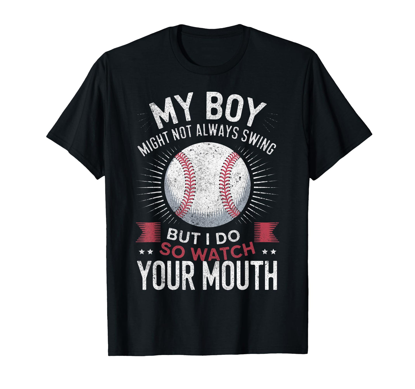 My Might Not Always Swing Baseball T-Shirt - Minimalist Print for Adults - T-Shirt, Sweatshirt, Hoodie