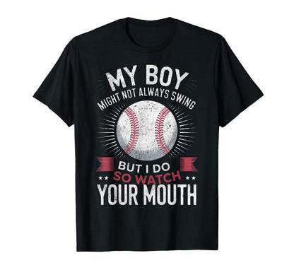 My Might Not Always Swing Baseball T-Shirt - Minimalist Print for Adults - T-Shirt, Sweatshirt, Hoodie