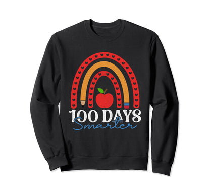 100Th Day School 100 Days Smarter Sweatshirt - Unique Graphic Men Women - T-Shirt, Sweatshirt, Hoodie