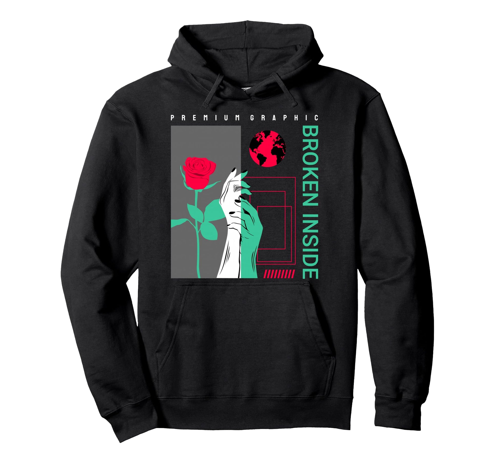 Broken Inside Aesthetic Edgy Streetwear Hoodie - Aesthetic Graphic Unisex - T-Shirt, Sweatshirt, Hoodie