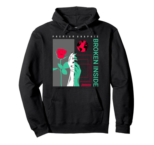 Broken Inside Aesthetic Edgy Streetwear Hoodie - Aesthetic Graphic Unisex - T-Shirt, Sweatshirt, Hoodie