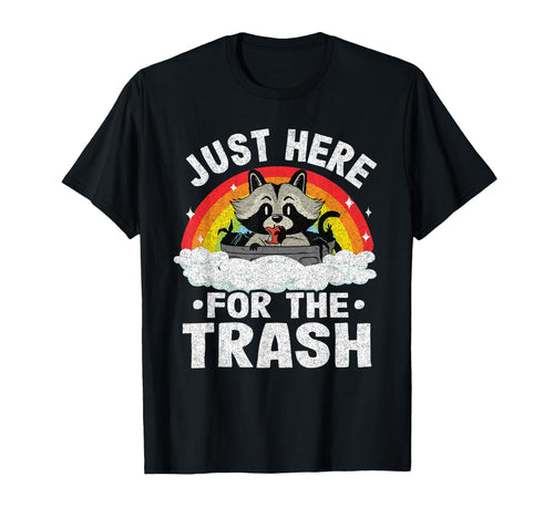 Just Here Trash Racoon Rainbow T-Shirt - Aesthetic Graphic for Adults - T-Shirt, Sweatshirt, Hoodie