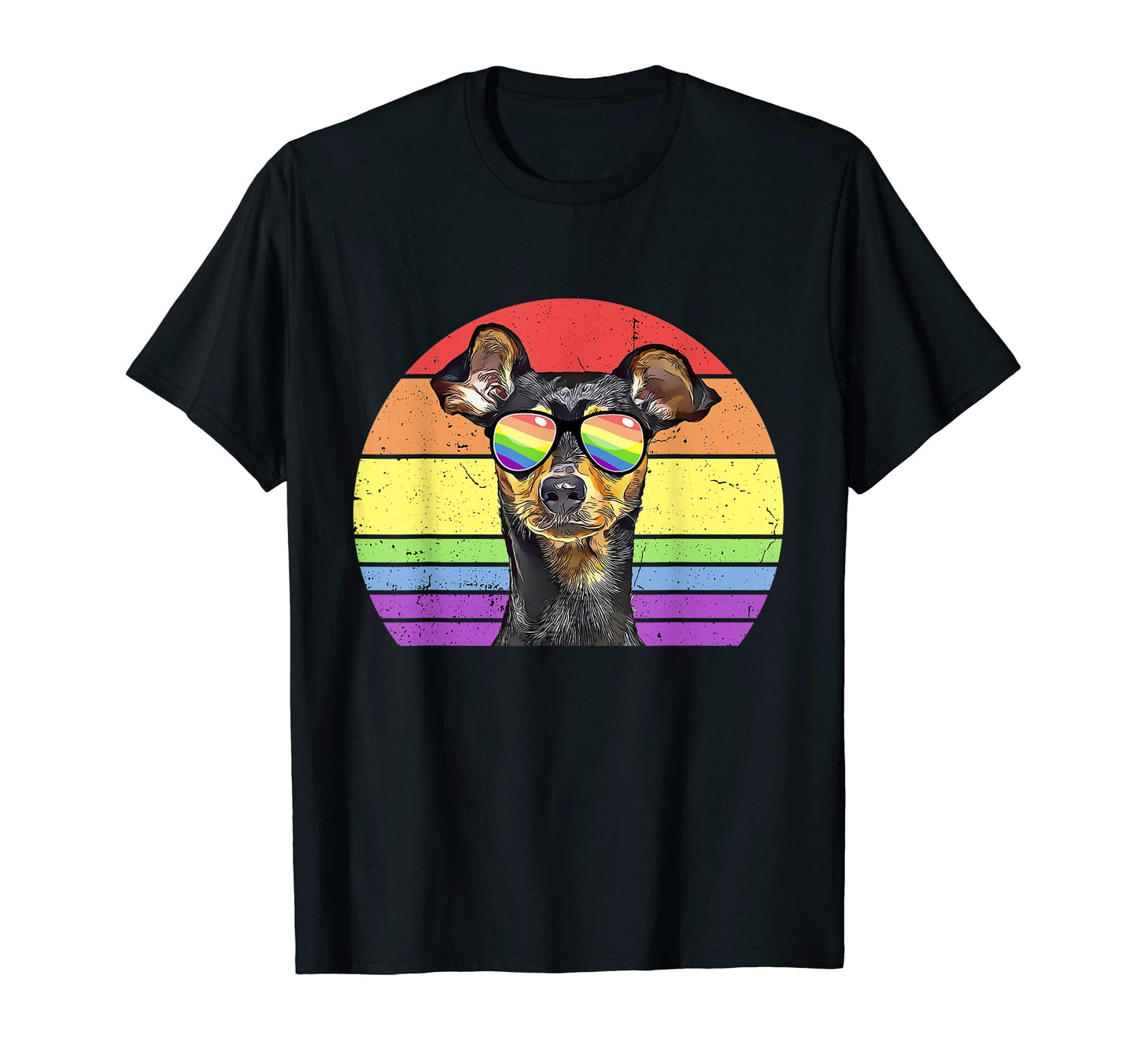 Lgbtq Miniature Pinscher Dog Rainbow T-Shirt - Unique Graphic for Adults - T-Shirt, Sweatshirt, Hoodie