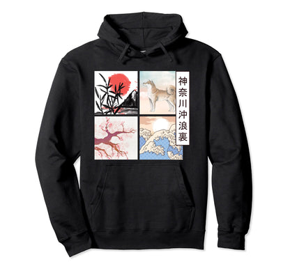 Japanese Art Shiba Inu Cherry Blossom Hoodie - Trendy Graphic Men Women - T-Shirt, Sweatshirt, Hoodie