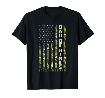 Dad Outnumbered Fathers Day Us Flag T-Shirt - Novelty Apparel for Adults - T-Shirt, Sweatshirt, Hoodie