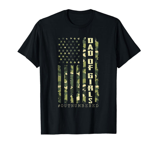 Dad Outnumbered Fathers Day Us Flag T-Shirt - Novelty Apparel for Adults - T-Shirt, Sweatshirt, Hoodie