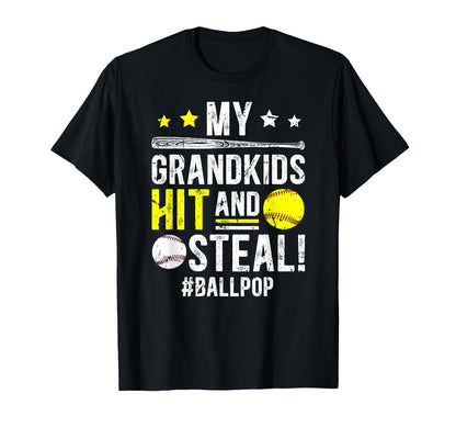 My Grandkids Hit And Steal Ball Pop T-Shirt - Graphic Print Unisex - T-Shirt, Sweatshirt, Hoodie