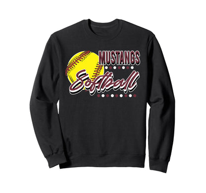 Mustangs Softball Mom Sports Sweatshirt - Casual Everyday Wear for Adults - T-Shirt, Sweatshirt, Hoodie