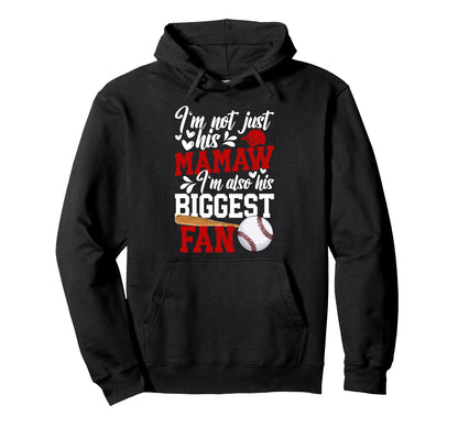 His Biggest Fan Baseball Mamaw Baseball Hoodie - Minimalist Print Unisex - T-Shirt, Sweatshirt, Hoodie