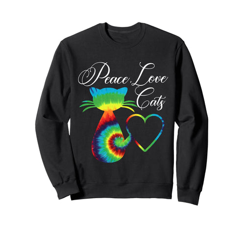 Tie Dye Cat Gifts Cat Lovers Peace Sweatshirt - Graphic Print Men Women - T-Shirt, Sweatshirt, Hoodie