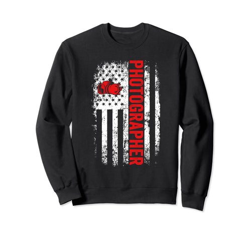 Photographer Usa American Flag Sweatshirt - Graphic Print Men Women - T-Shirt, Sweatshirt, Hoodie