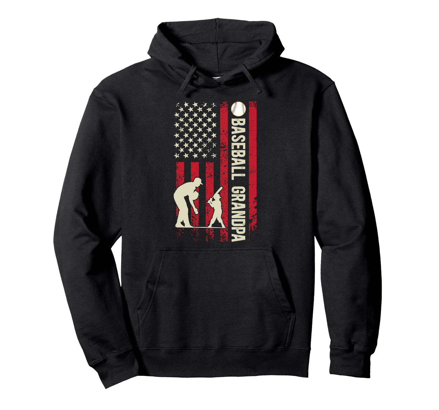 Baseball Grandpa Us Flag Baseball Player Hoodie - Aesthetic Graphic Unisex - T-Shirt, Sweatshirt, Hoodie