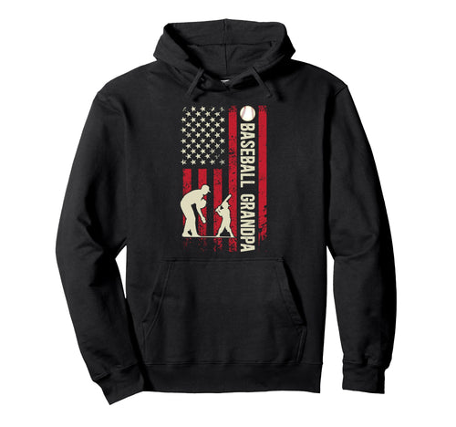 Baseball Grandpa Us Flag Baseball Player Hoodie - Aesthetic Graphic Unisex - T-Shirt, Sweatshirt, Hoodie