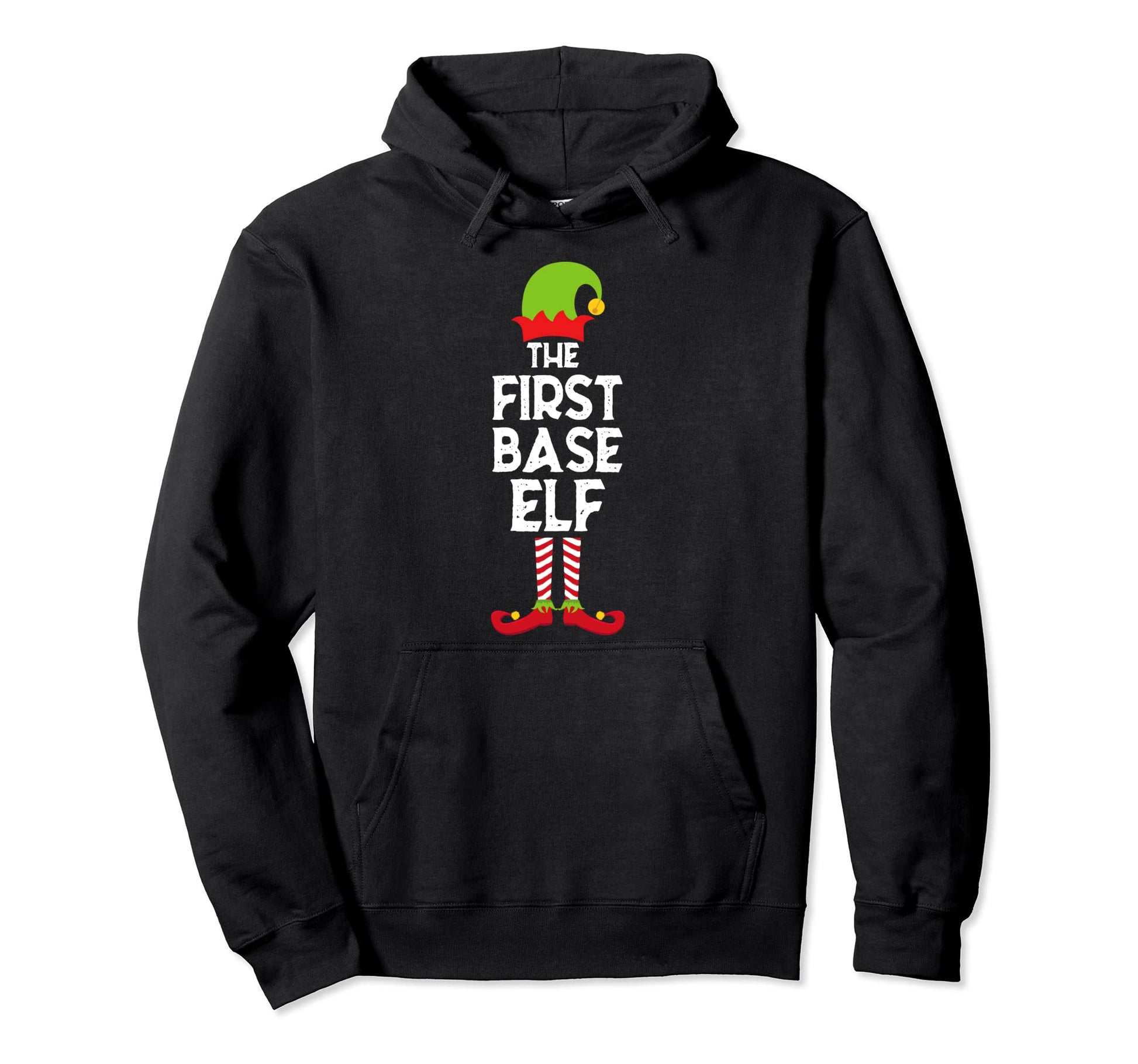 First Base Elf Softball Matching Hoodie - Fun Novelty Design Men Women - T-Shirt, Sweatshirt, Hoodie