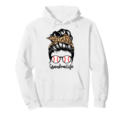 Grandma Life Messy Bun Hair Funny Hoodie - Graphic Print Men Women - T-Shirt, Sweatshirt, Hoodie