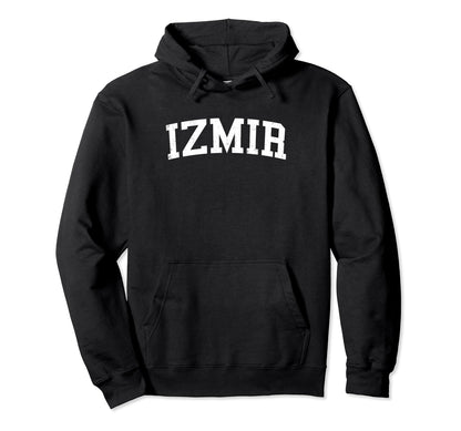 Izmir Turkey Distressed White Varsity Hoodie - Trendy Graphic Men Women - T-Shirt, Sweatshirt, Hoodie
