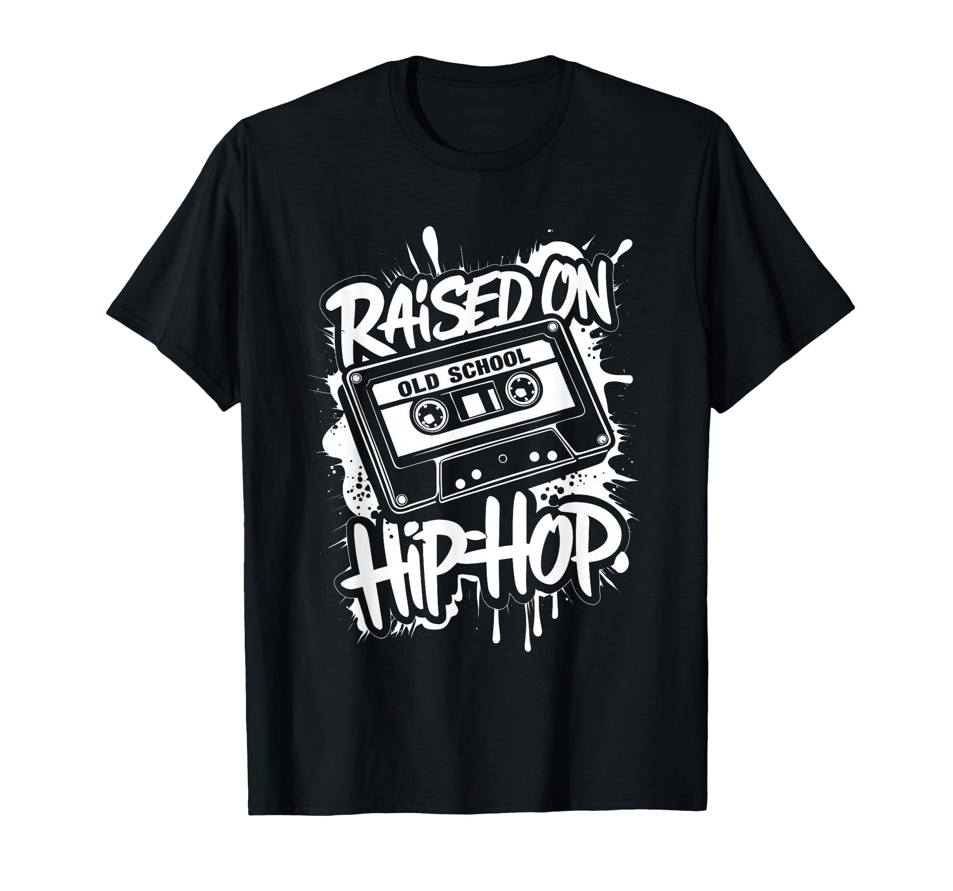 Raised Old School Hip Hop Cassette Dope T-Shirt - Graphic Print for Adults - T-Shirt, Sweatshirt, Hoodie