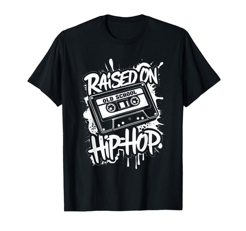 Raised Old School Hip Hop Cassette Dope T-Shirt - Graphic Print for Adults - T-Shirt, Sweatshirt, Hoodie