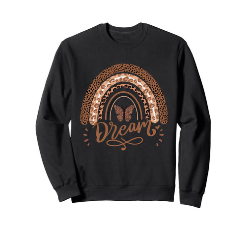 Dream Wild Leopard Rainbow Butterfly Sweatshirt - Unique Graphic Unisex - T-Shirt, Sweatshirt, Hoodie