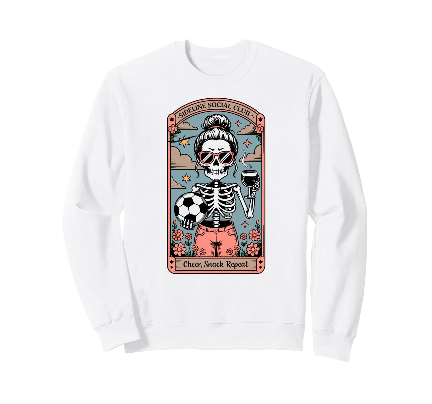 Sideline Social Club Skeleton Soccer Sweatshirt - Unique Graphic Men Women - T-Shirt, Sweatshirt, Hoodie