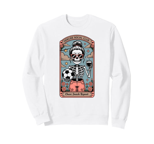 Sideline Social Club Skeleton Soccer Sweatshirt - Unique Graphic Men Women - T-Shirt, Sweatshirt, Hoodie