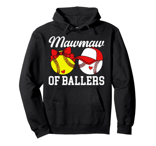 Mawmaw Ballers Baseball Softball Hoodie - Minimalist Print for Adults - T-Shirt, Sweatshirt, Hoodie