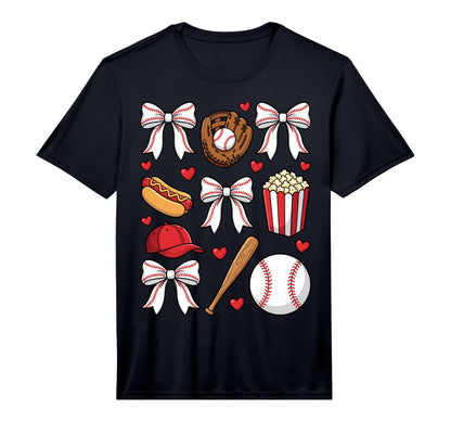 Mens Baseball Coquette Bow Mom Mama T-Shirt - Trendy Graphic for Adults - T-Shirt, Sweatshirt, Hoodie