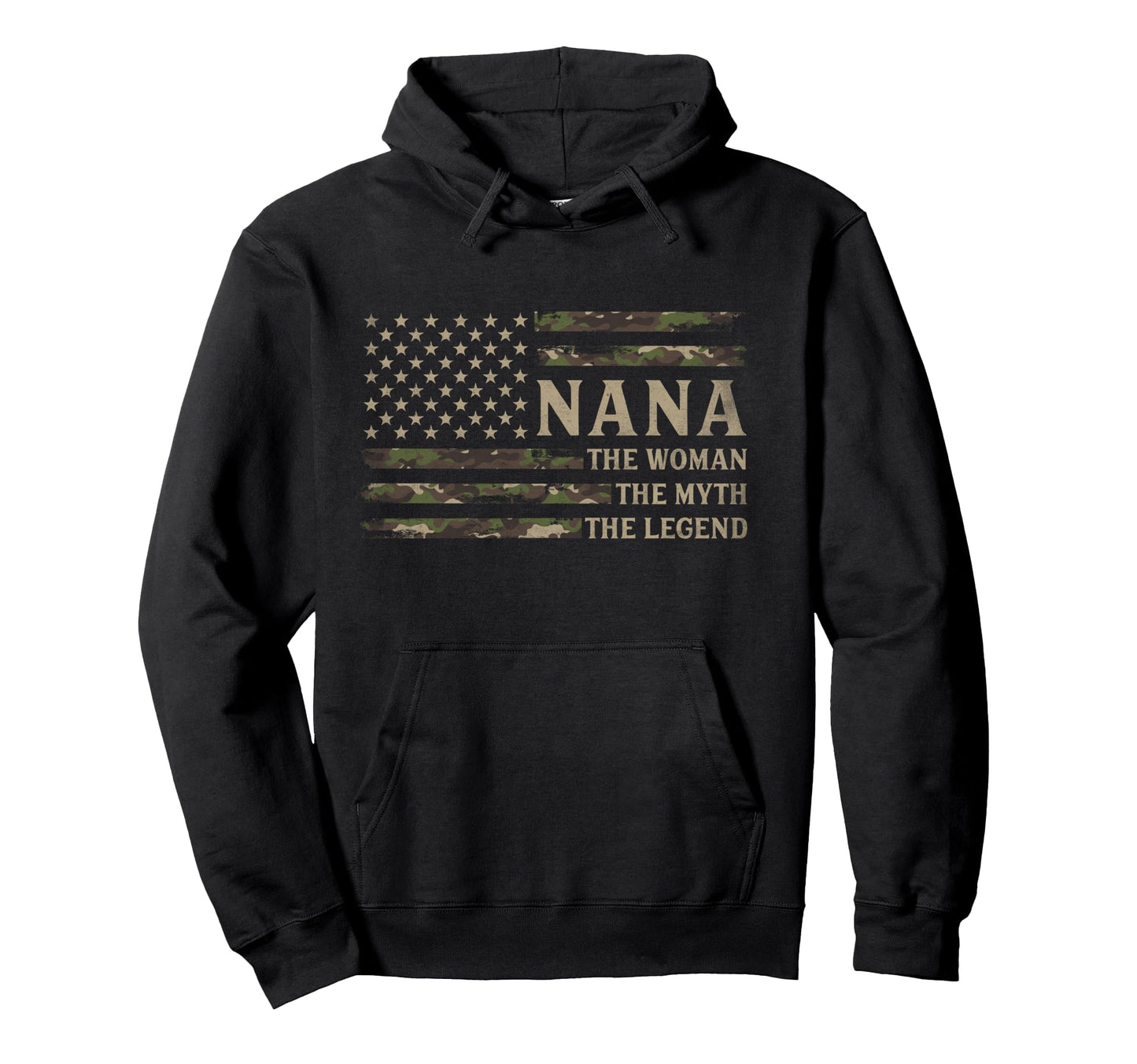 Nana Myth Legend Camo Usa Flag Mothers Hoodie - Custom Art Print Men Women - T-Shirt, Sweatshirt, Hoodie