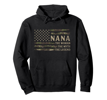 Nana Myth Legend Camo Usa Flag Mothers Hoodie - Custom Art Print Men Women - T-Shirt, Sweatshirt, Hoodie